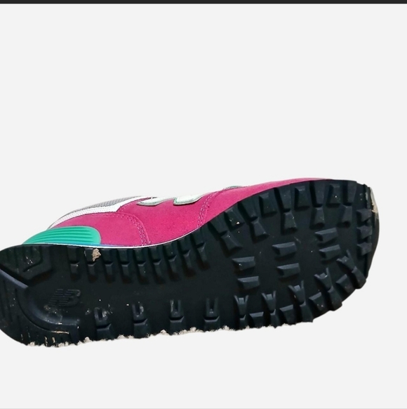 New Balance 574 Classic Sneakers Running Shoes Pink Green Blue Suede Size 10 - Picture 7 of 8